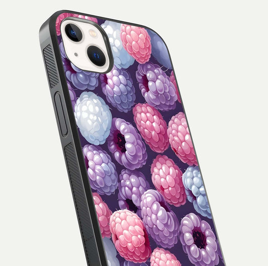 Berry Candy Pop Glass Case for iPhone 14 Plus close-up shot revealing candy-style texture and reflective surface