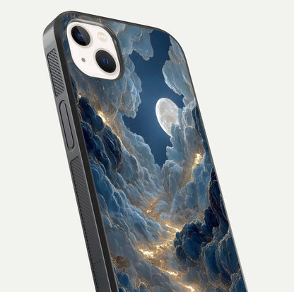 Celestial Cloud Road Glass Case for iPhone 14 Plus close-up view showing road gradient and cloud reflection shine