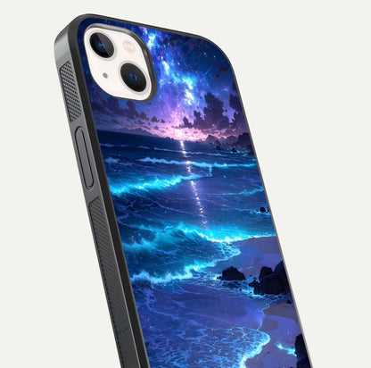 Classic Damn Look Glass Case for iPhone 14 Plus close-up highlighting quote text and reflection shine