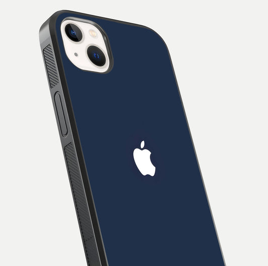Minimal Apple Night Glass Case for iPhone 14 Plus close-up angled shot showing clean reflection and soft tone