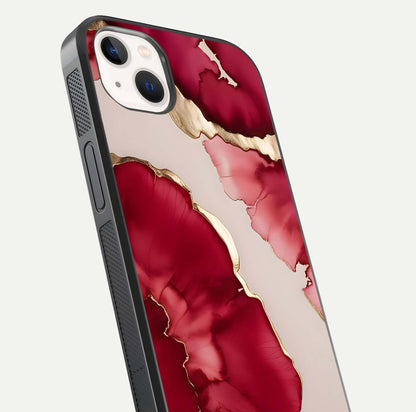 Pink & White Marble Glass Case For iPhone 14 Plus