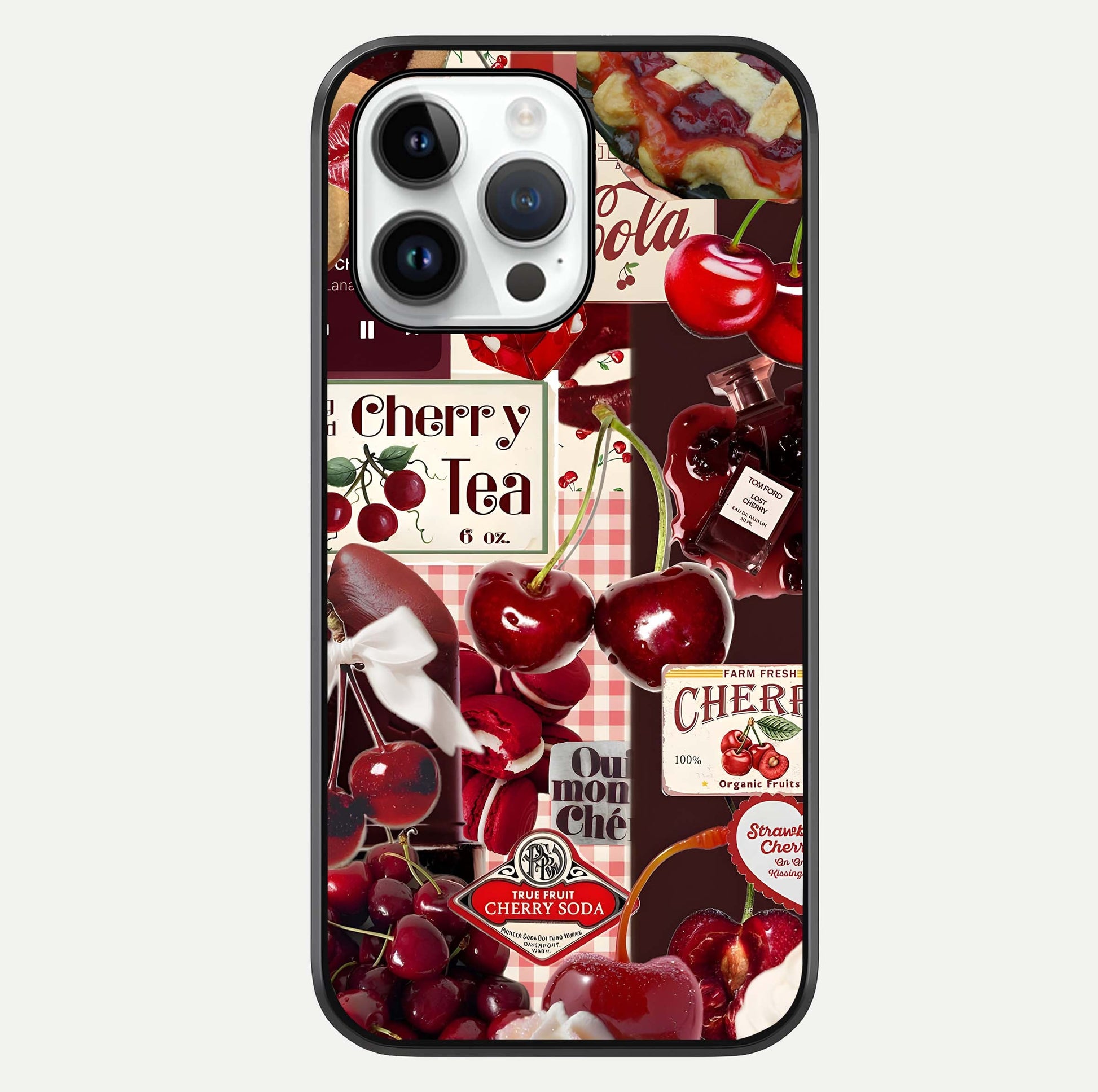 Aesthetic Cherry Tea Glass Case For iPhone 16 Pro by Custom World