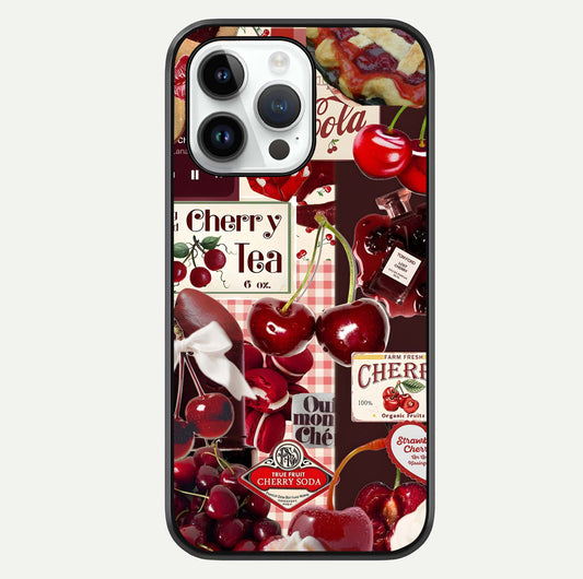 Aesthetic Cherry Tea Glass Case For iPhone 16 Pro by Custom World