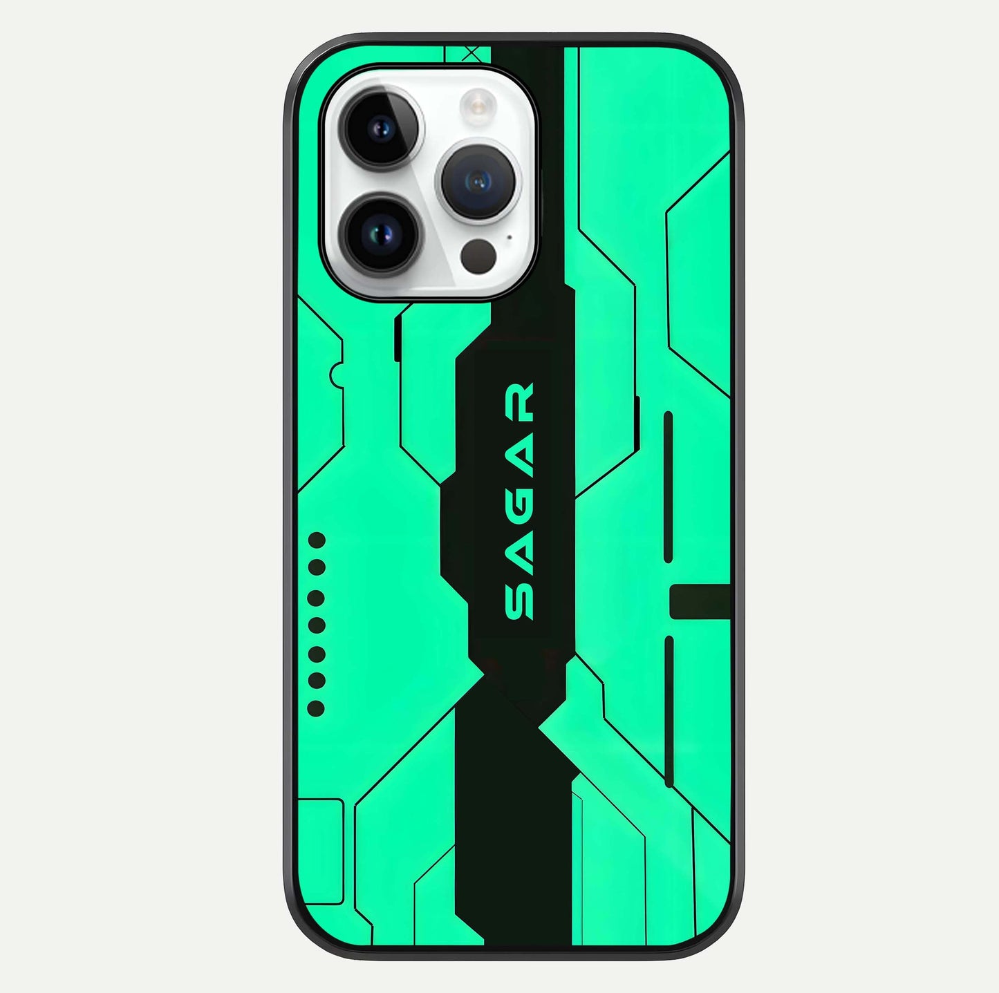 Aqua Tech CYBERPUNK Custom Name Glass Case For iPhone 16 Pro by Custom World