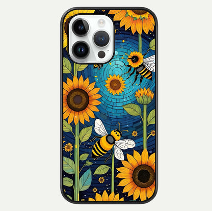 Bees & Sunflowers Glass Case For iPhone 16 Pro by Custom World