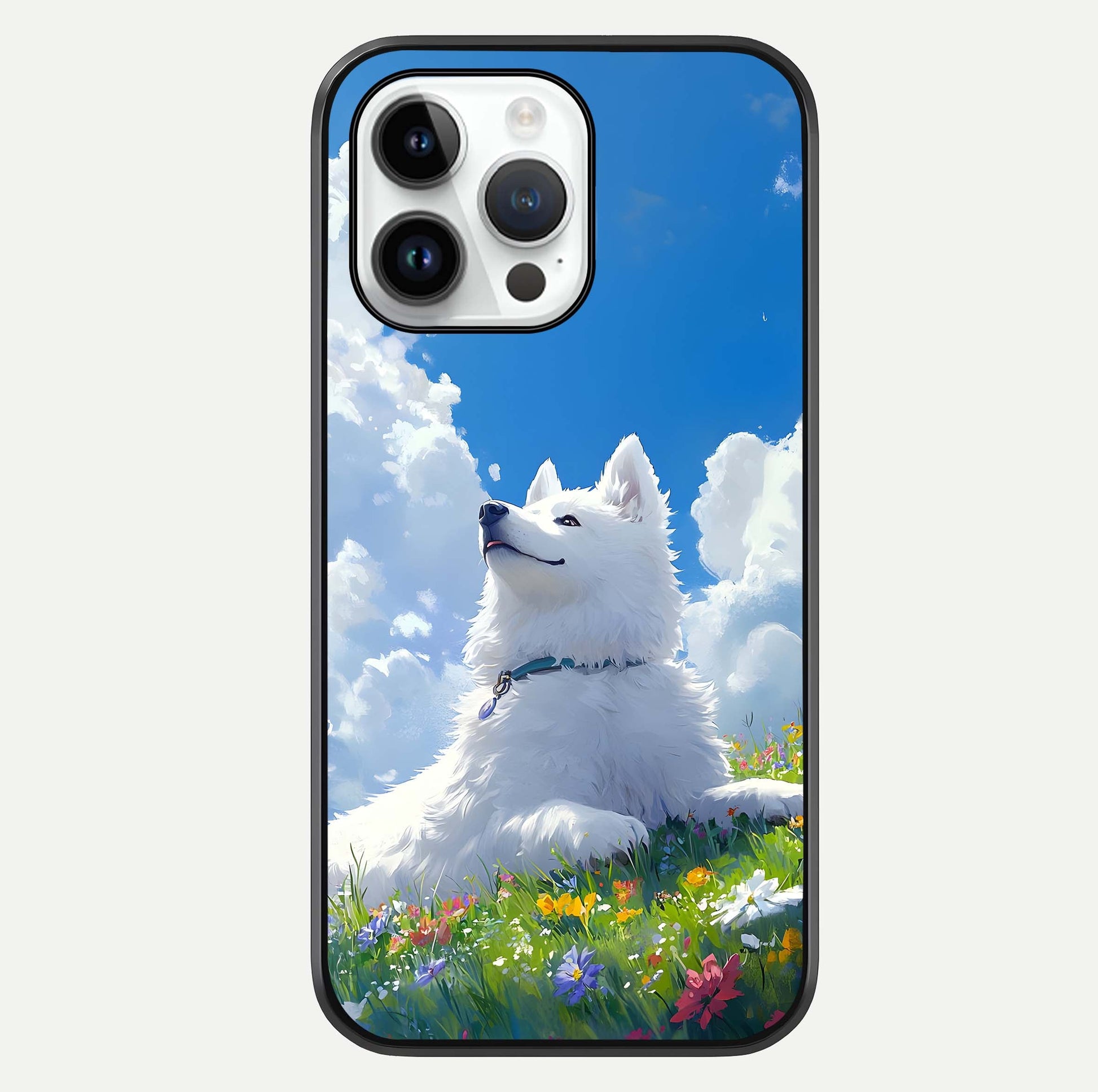 Blissful Cloud Pup Glass Case For iPhone 16 Pro by Custom World