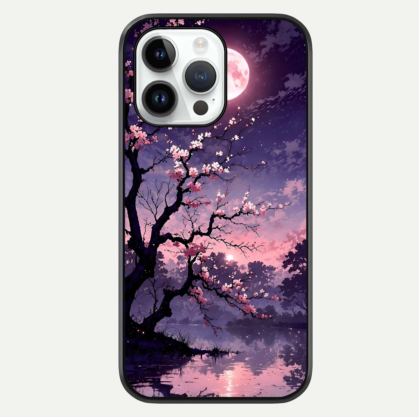 Blossom Pink Moon Glass Case For iPhone 14 Pro by Custom World