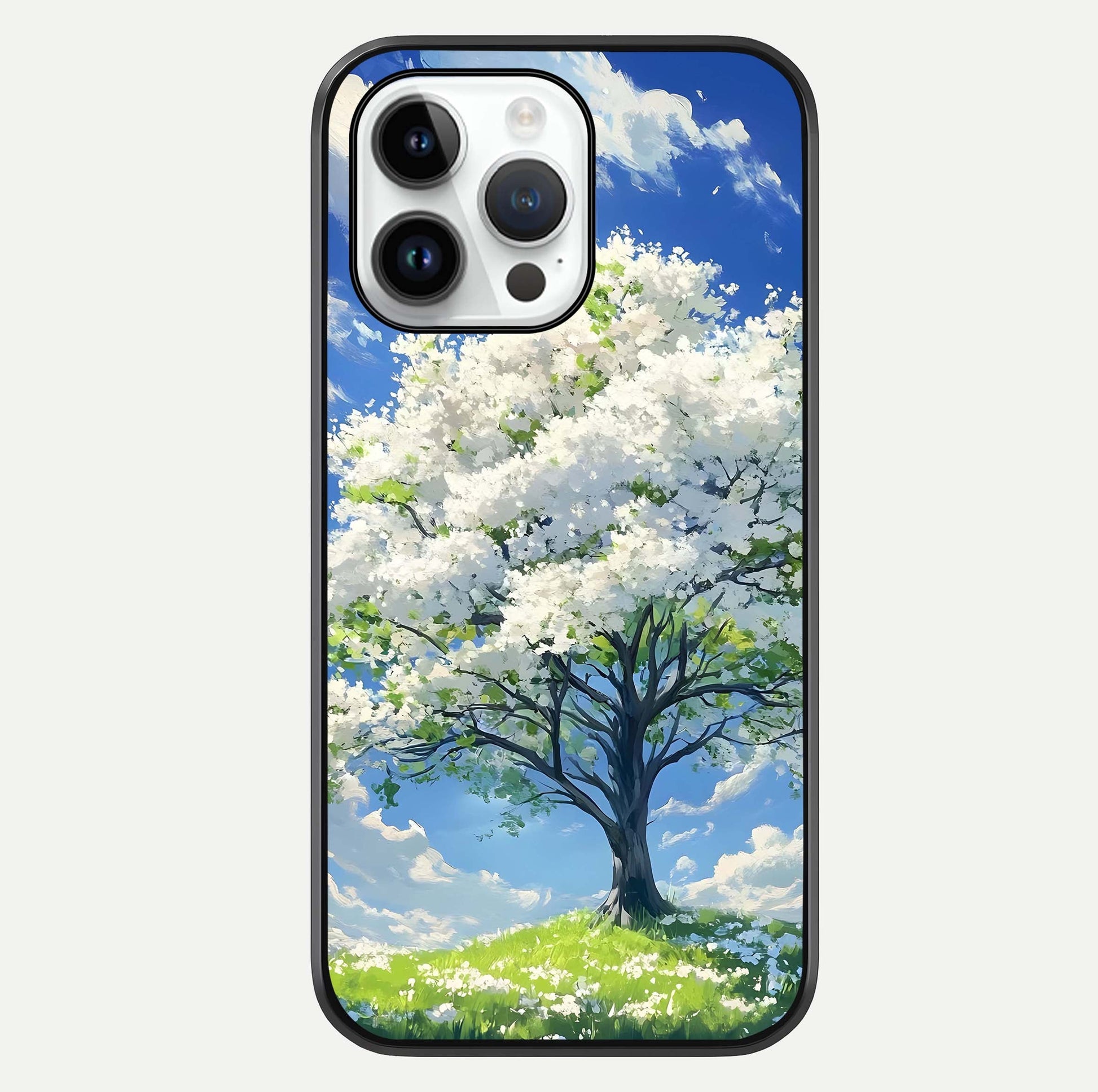 Blossom Sky Serenity Glass Case For iPhone 14 Pro by Custom World
