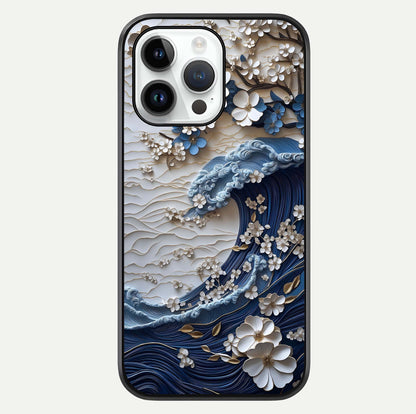 Blossom Wave Art Glass Case For iPhone 14 Pro by Custom World