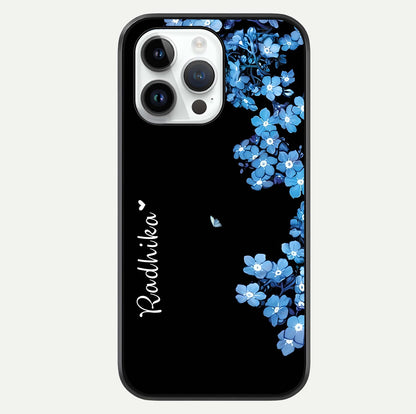 Blue Petal Dream Custom Name Glass Case For iPhone 14 Pro by Custom World