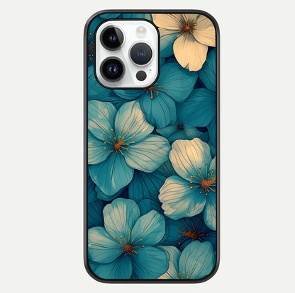 Blue Shade Floral Glass Case For iPhone 14 Pro by Custom World