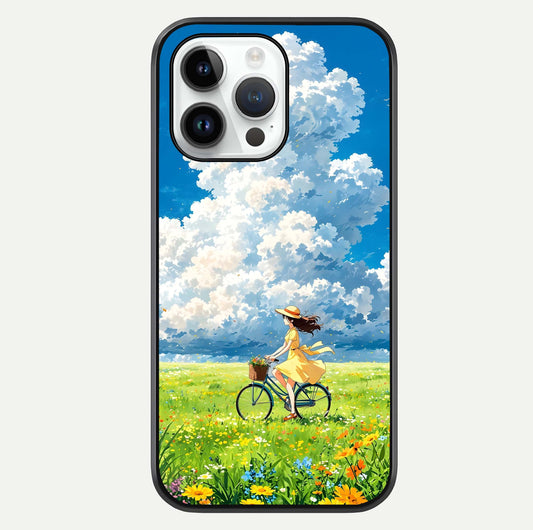 Breezy Meadow Ride Glass Case For iPhone 14 Pro by Custom World