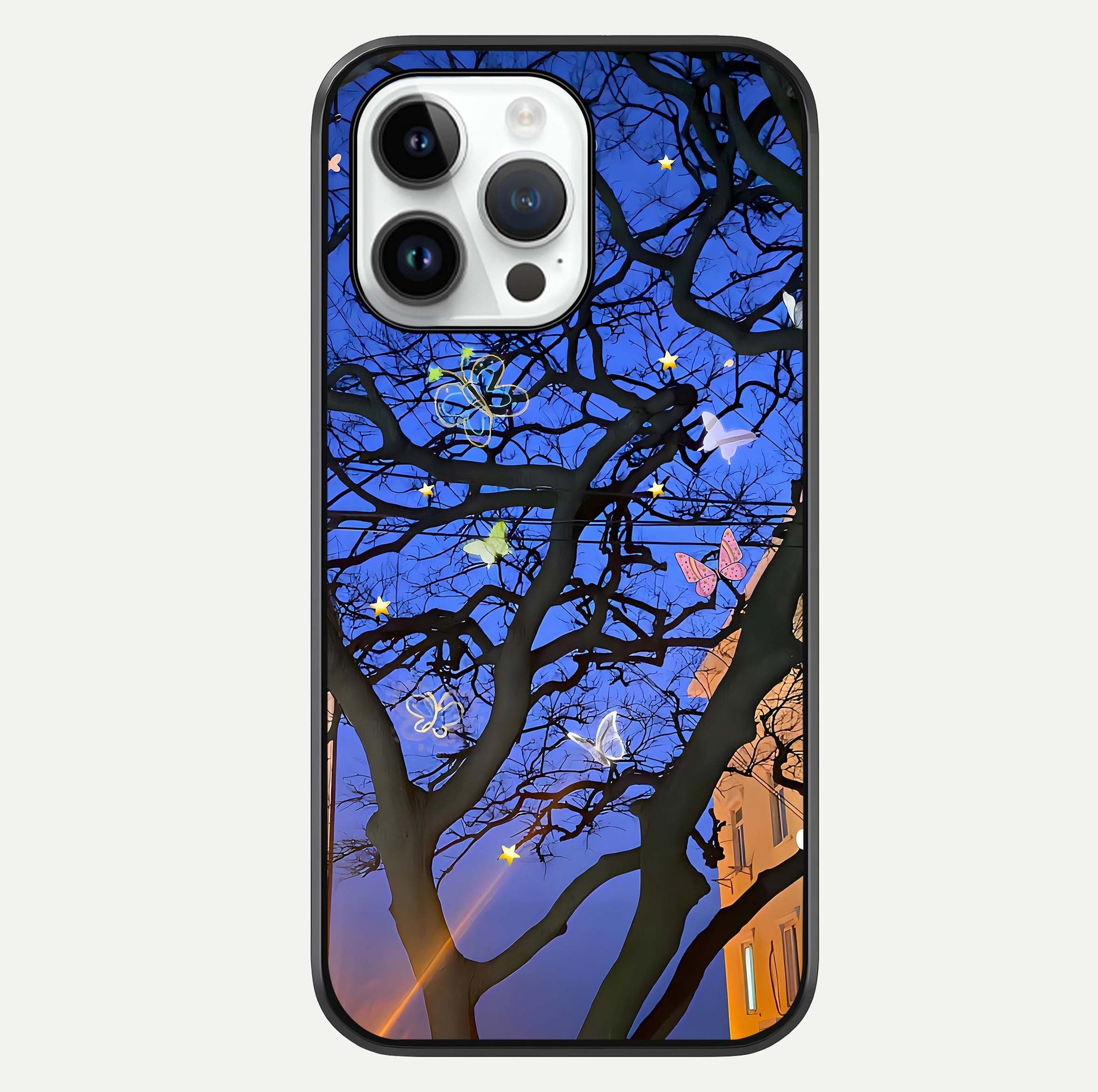 Butterfly Night Magic Glass Case For iPhone 14 Pro by Custom World