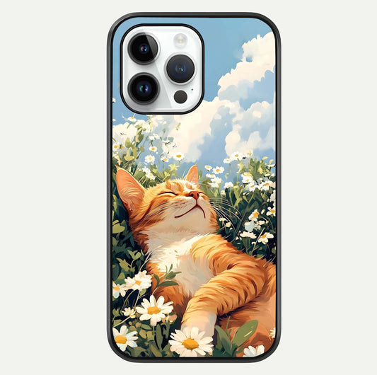 Cat & Flowers View Glass Case For iPhone 14 Pro by Custom World