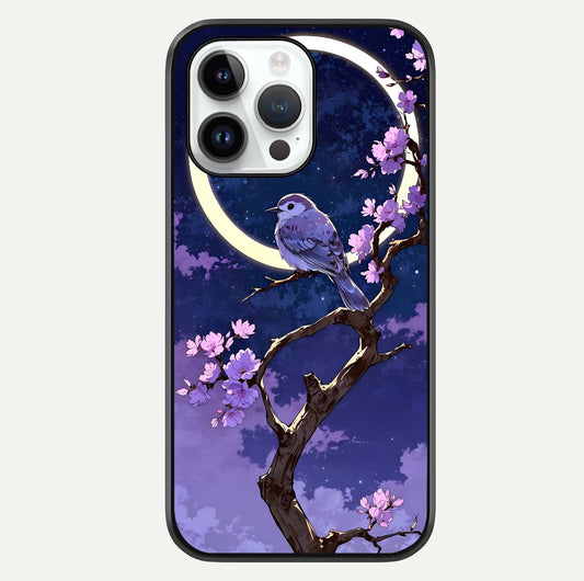 Celestial Bird Blossom Glass Case For iPhone 14 Pro by Custom World