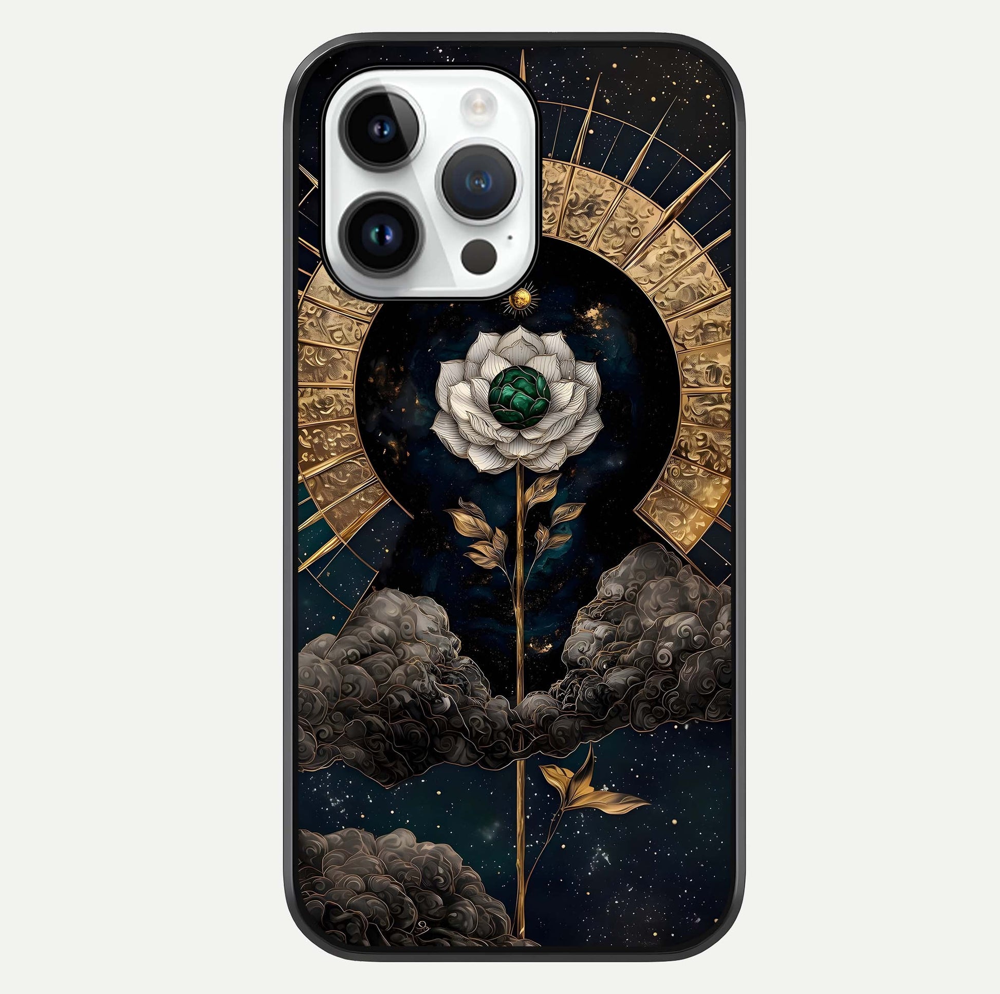 Celestial Lotus Morang Glass Case For iPhone 14 Pro by Custom World