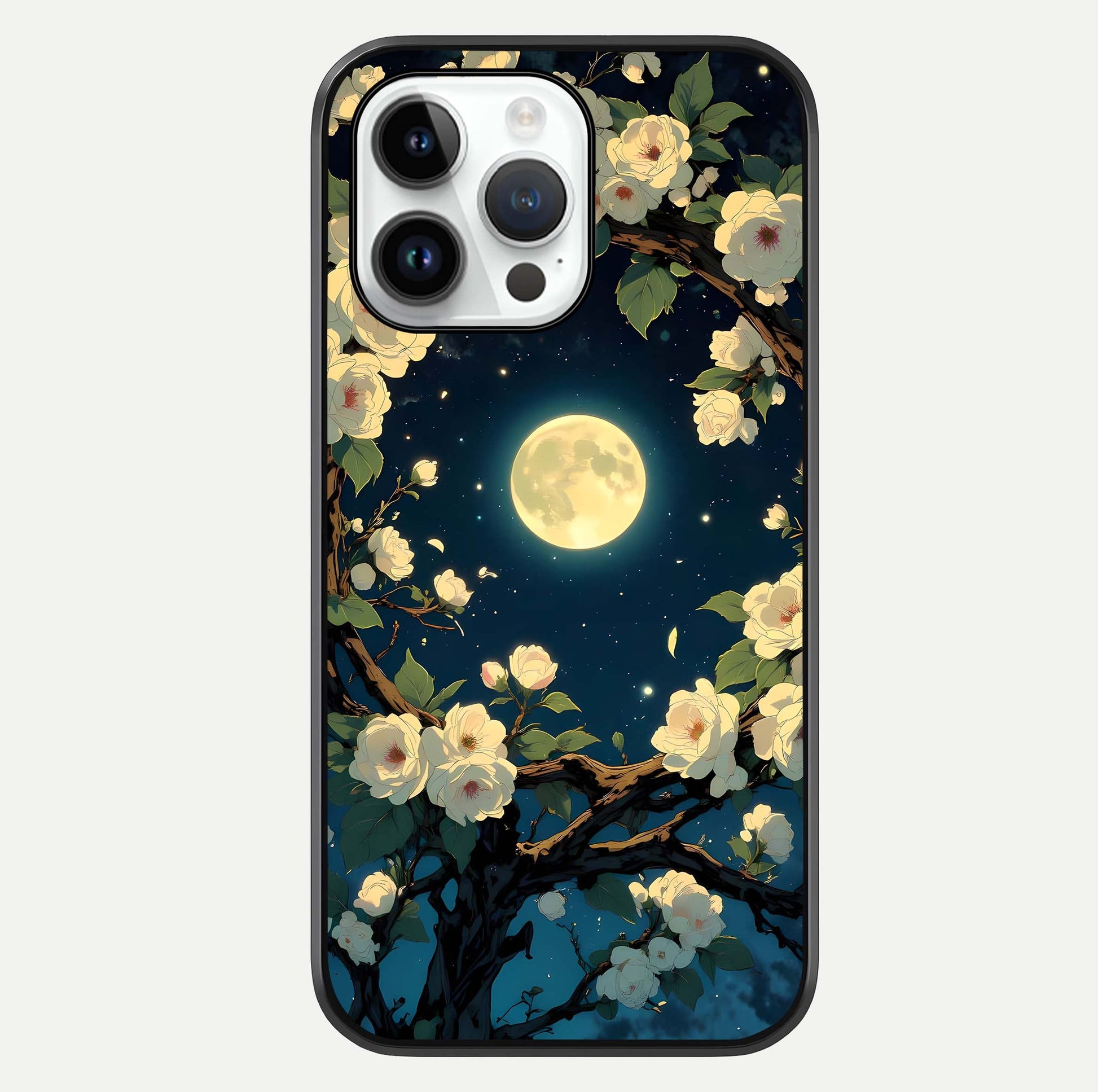 Celestial Moon & Flower Glass Case For iPhone 14 Pro by Custom World