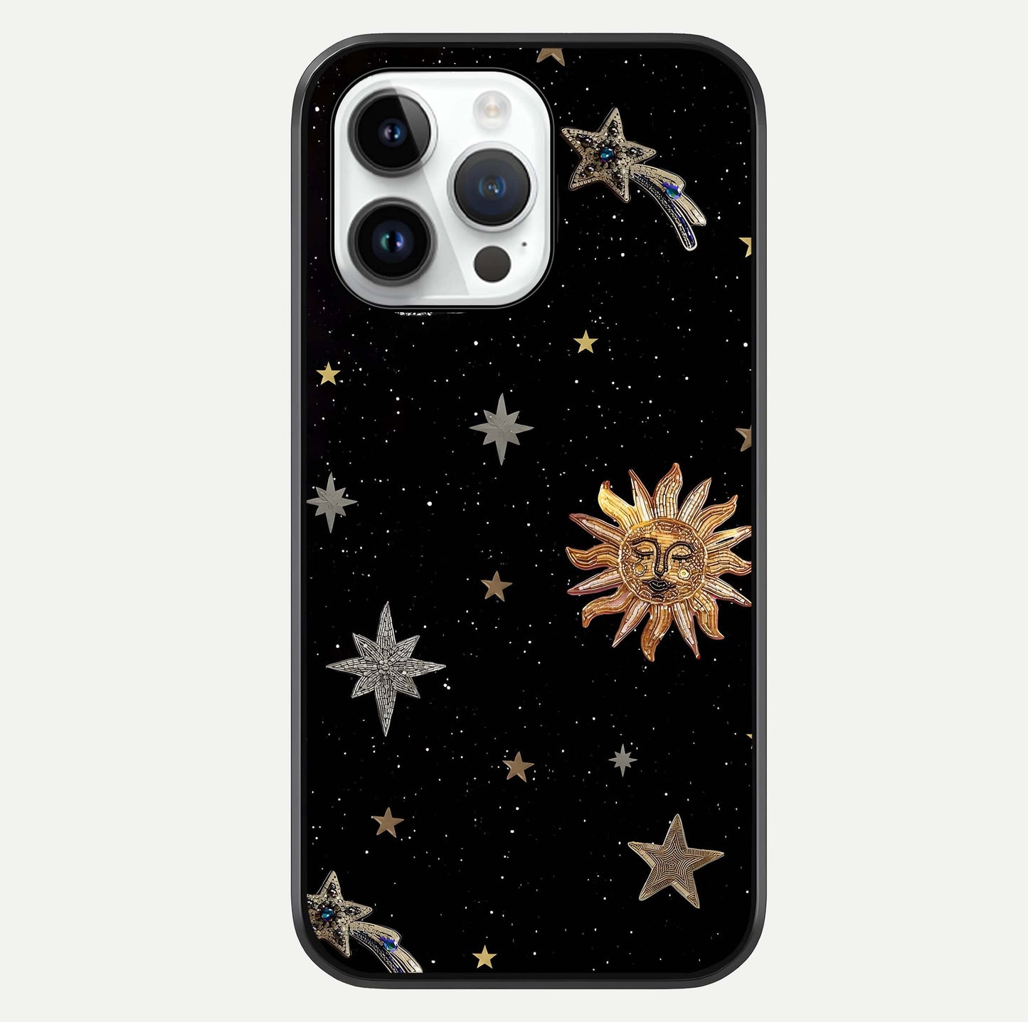 Celestial Moon With Stars Glass Case For iPhone 14 Pro by Custom World
