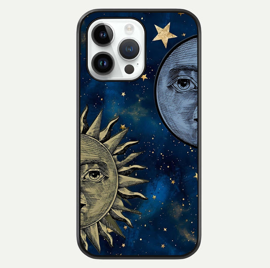 Celestial Moon With Sun Glass Case For iPhone 14 Pro by Custom World