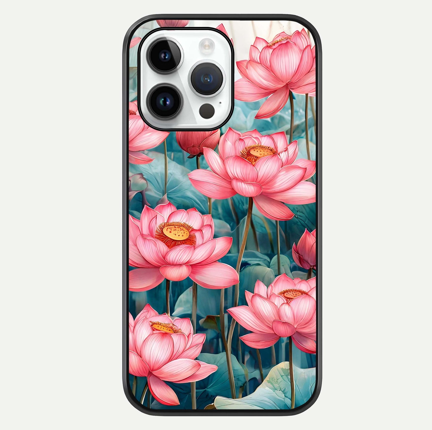 Celestial Pink Lotus Glass Case For iPhone 14 Pro by Custom World