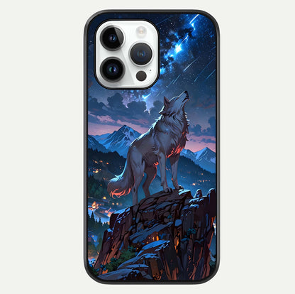 Celestial Wolf Howl Glass Case For iPhone 14 Pro by Custom World