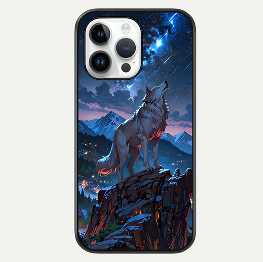 Celestial Wolf Howl Glass Case For iPhone 14 Pro by Custom World