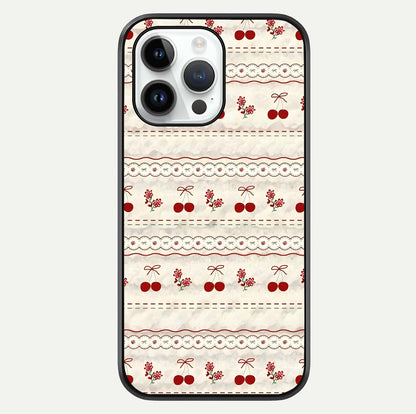 Cherry Bloom Charm Glass Case For iPhone 14 Pro by Custom World
