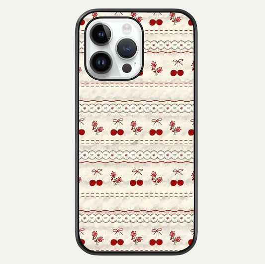 Cherry Bloom Charm Glass Case For iPhone 14 Pro by Custom World
