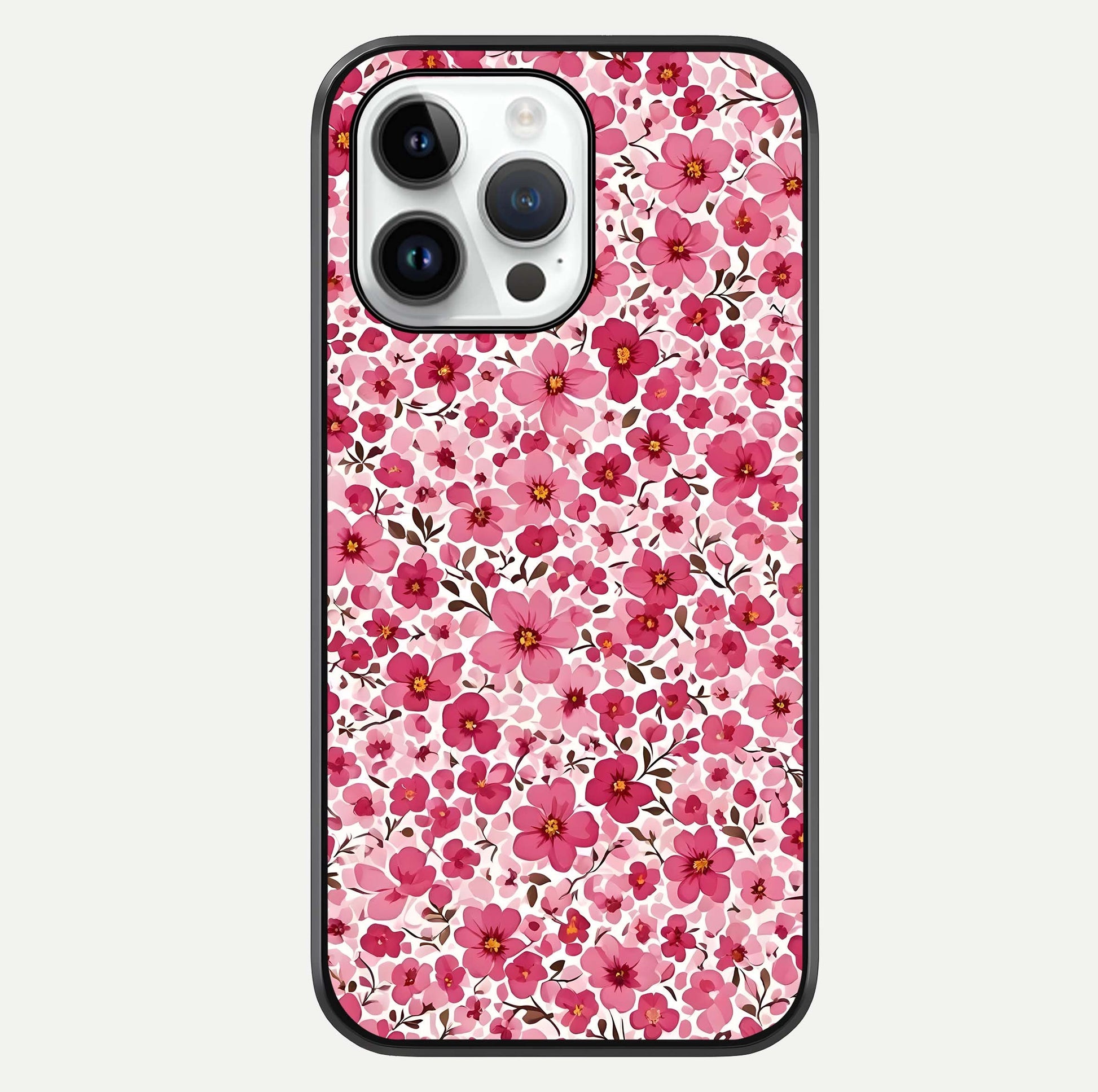 Cherry Blossom Charm Glass Case For iPhone 14 Pro by Custom World