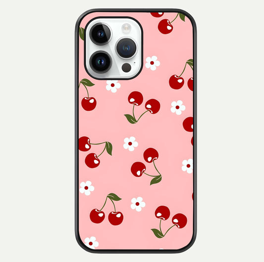 Cherry Love Mood Glass Case For iPhone 14 Pro by Custom World