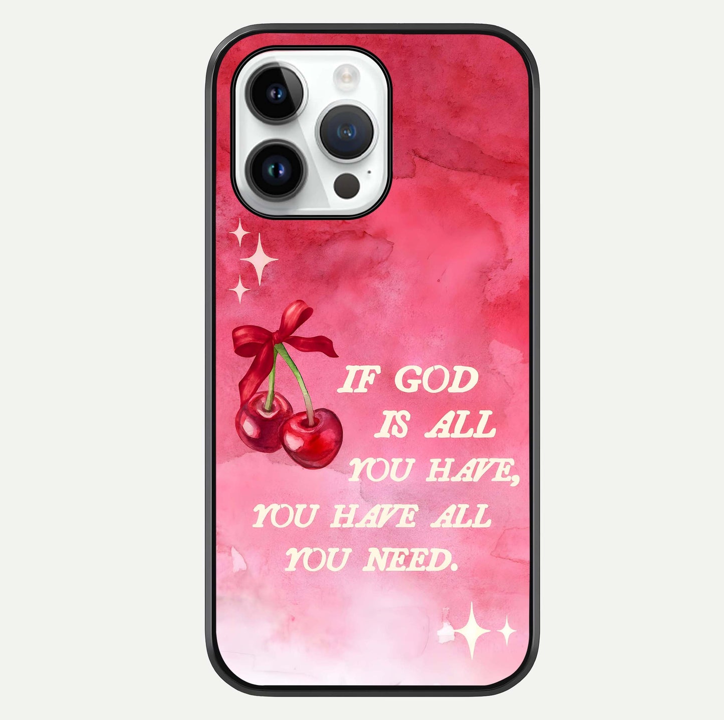 Cherry Quote Glass Case For iPhone 14 Pro by Custom World