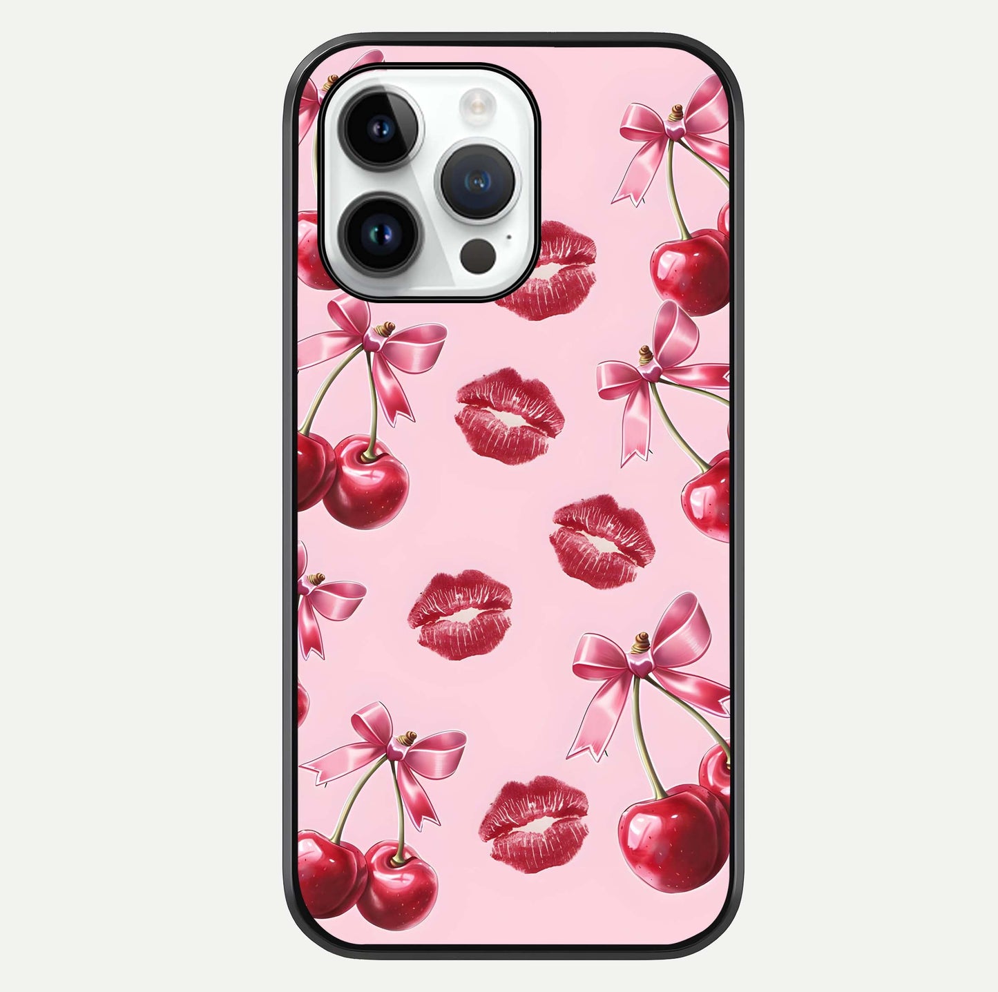 Cherry With Lips Glass Case For iPhone 14 Pro by Custom World