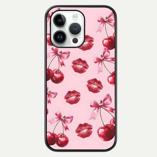 Cherry With Lips Glass Case For iPhone 14 Pro by Custom World