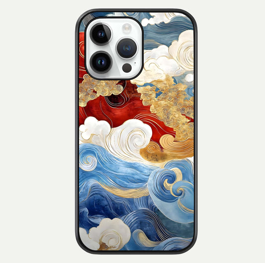 Colored Waves Glass Case For iPhone 14 Pro by Custom World