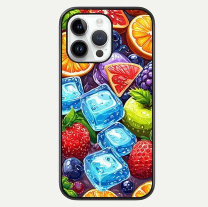 Colorful Fruits With Ice Glass Case For iPhone 14 Pro by Custom World