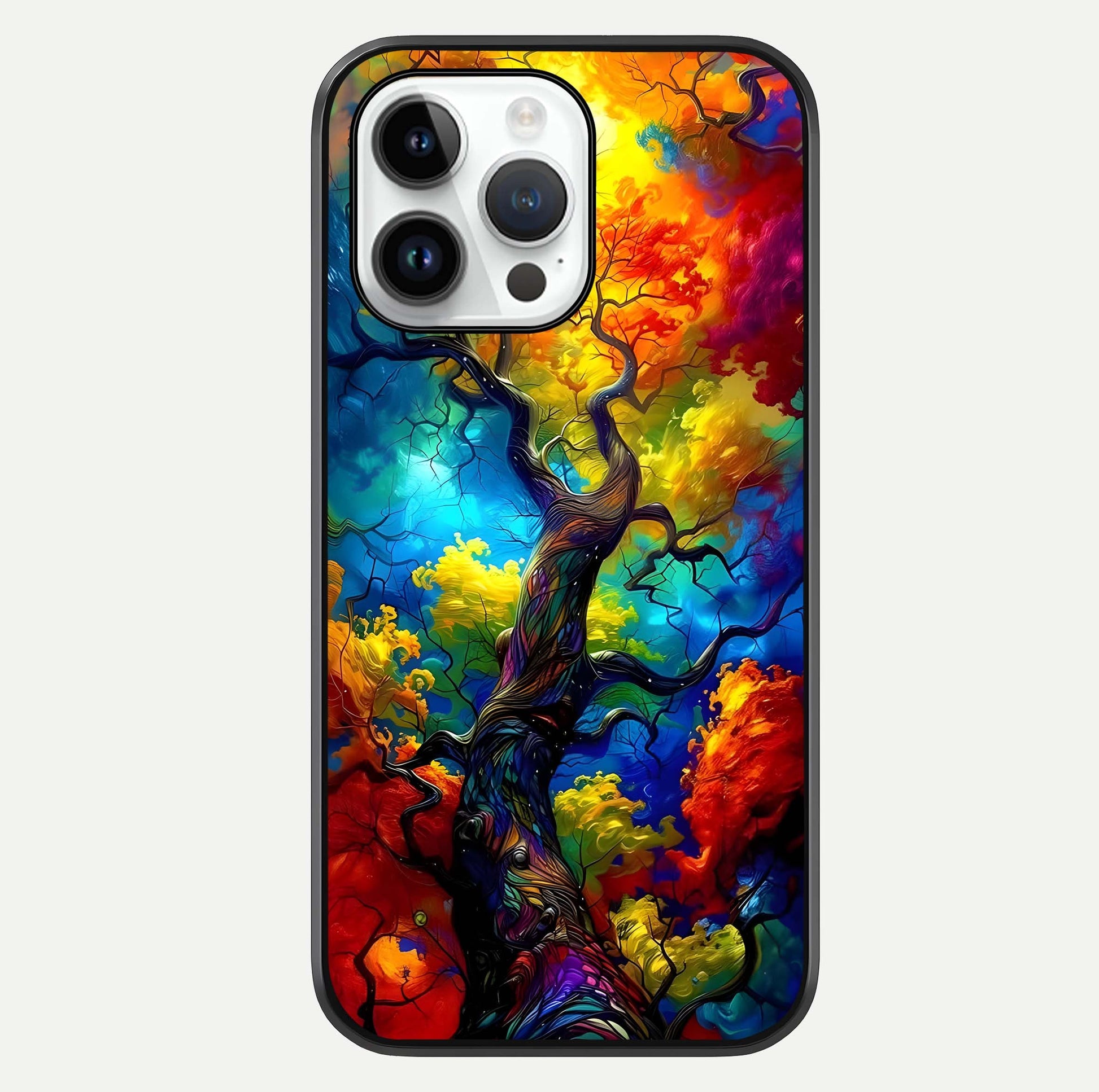 Colorful Tree Glass Case For iPhone 14 Pro by Custom World