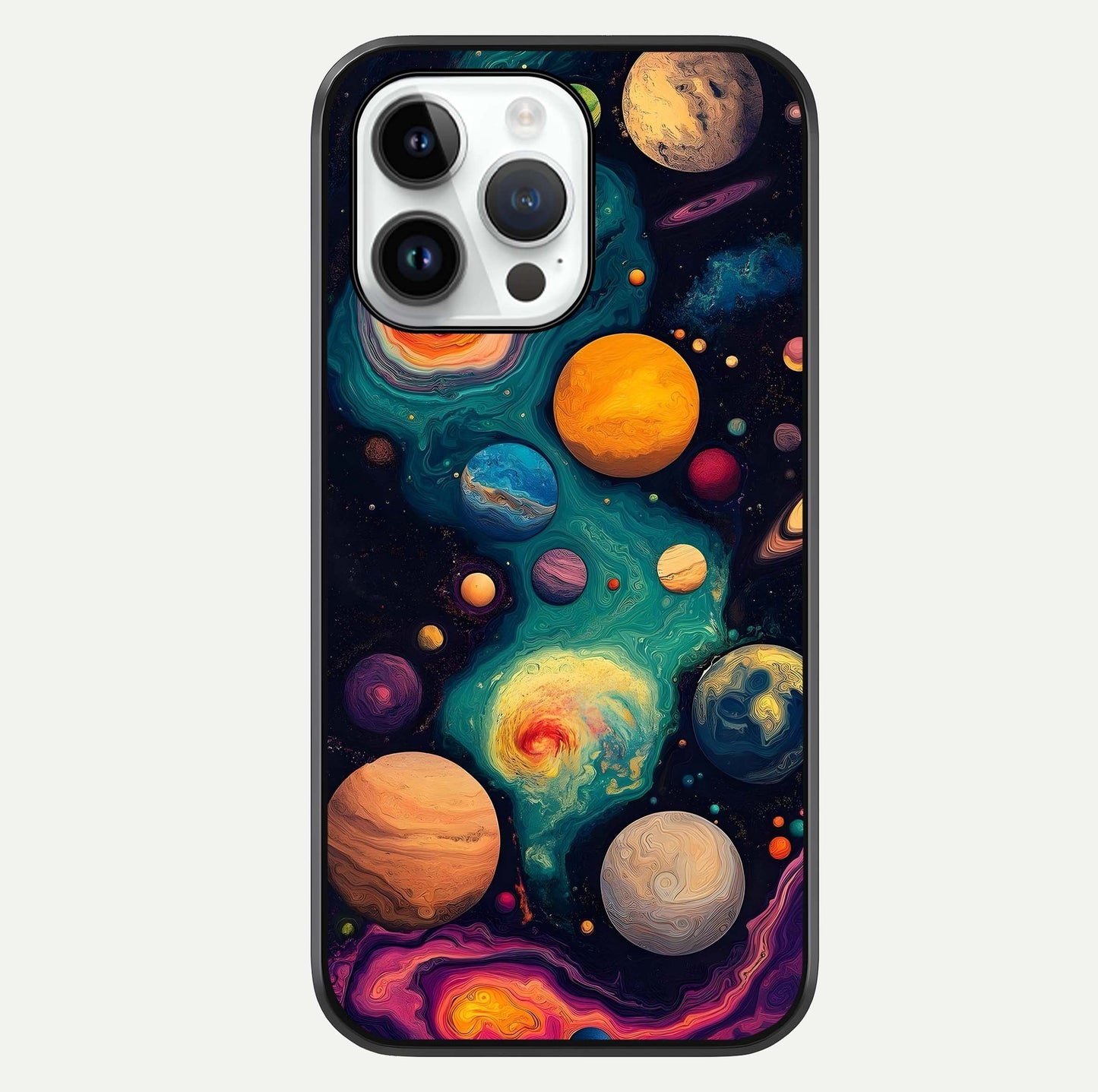 Cosmic Planet Journey Glass Case For iPhone 14 Pro by Custom World