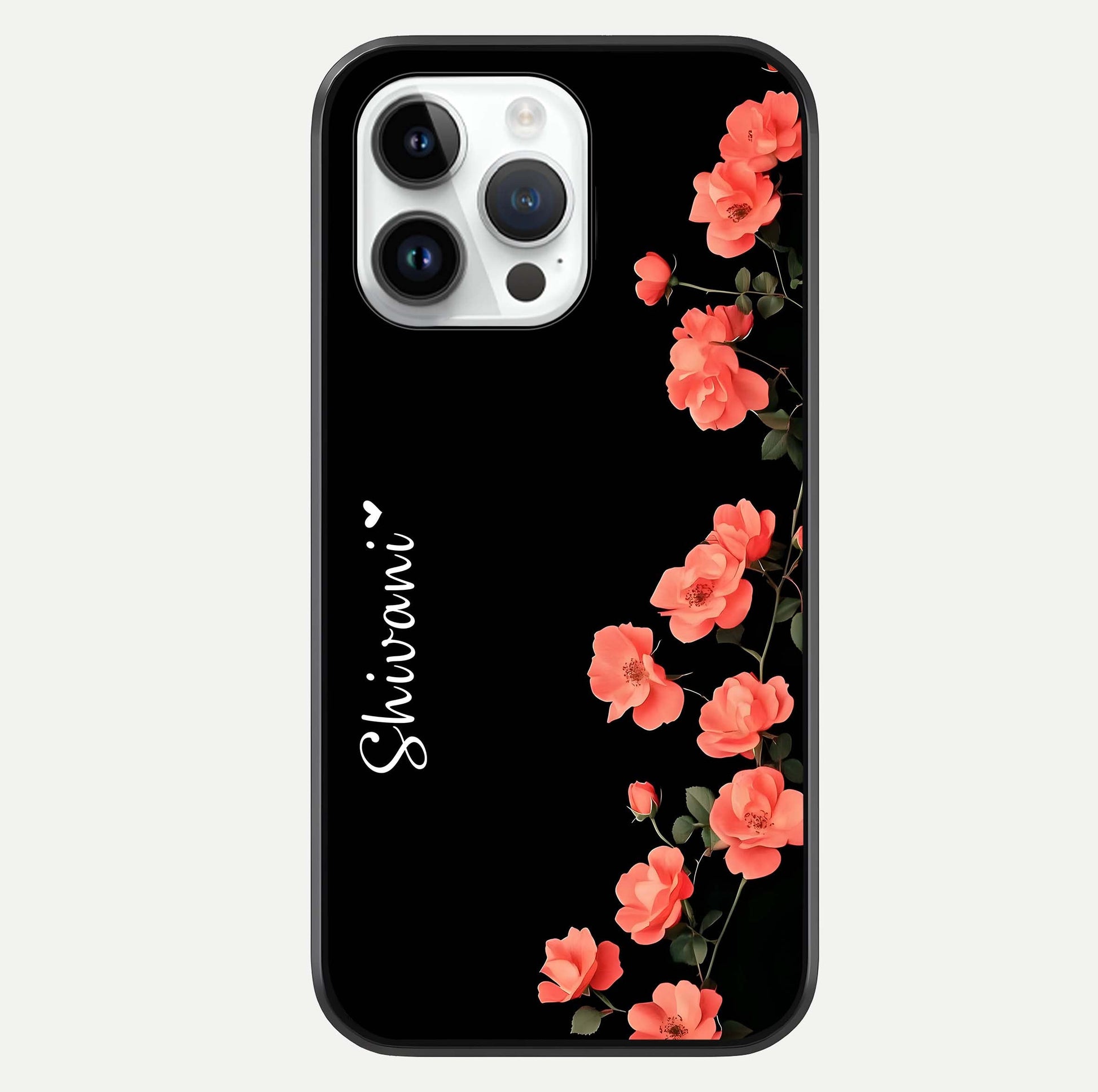 Crimson Bloom Grace Custom Name Glass Case For iPhone 14 Pro by Custom World
