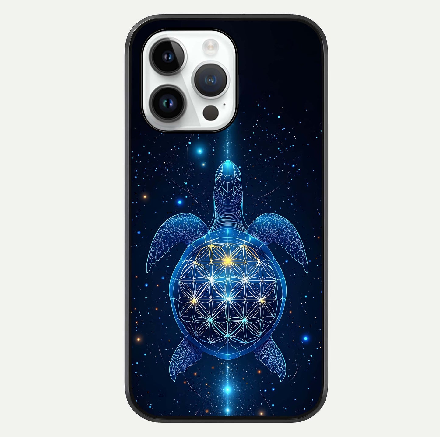 Crimson Blue Turtle Glass Case For iPhone 14 Pro by Custom World