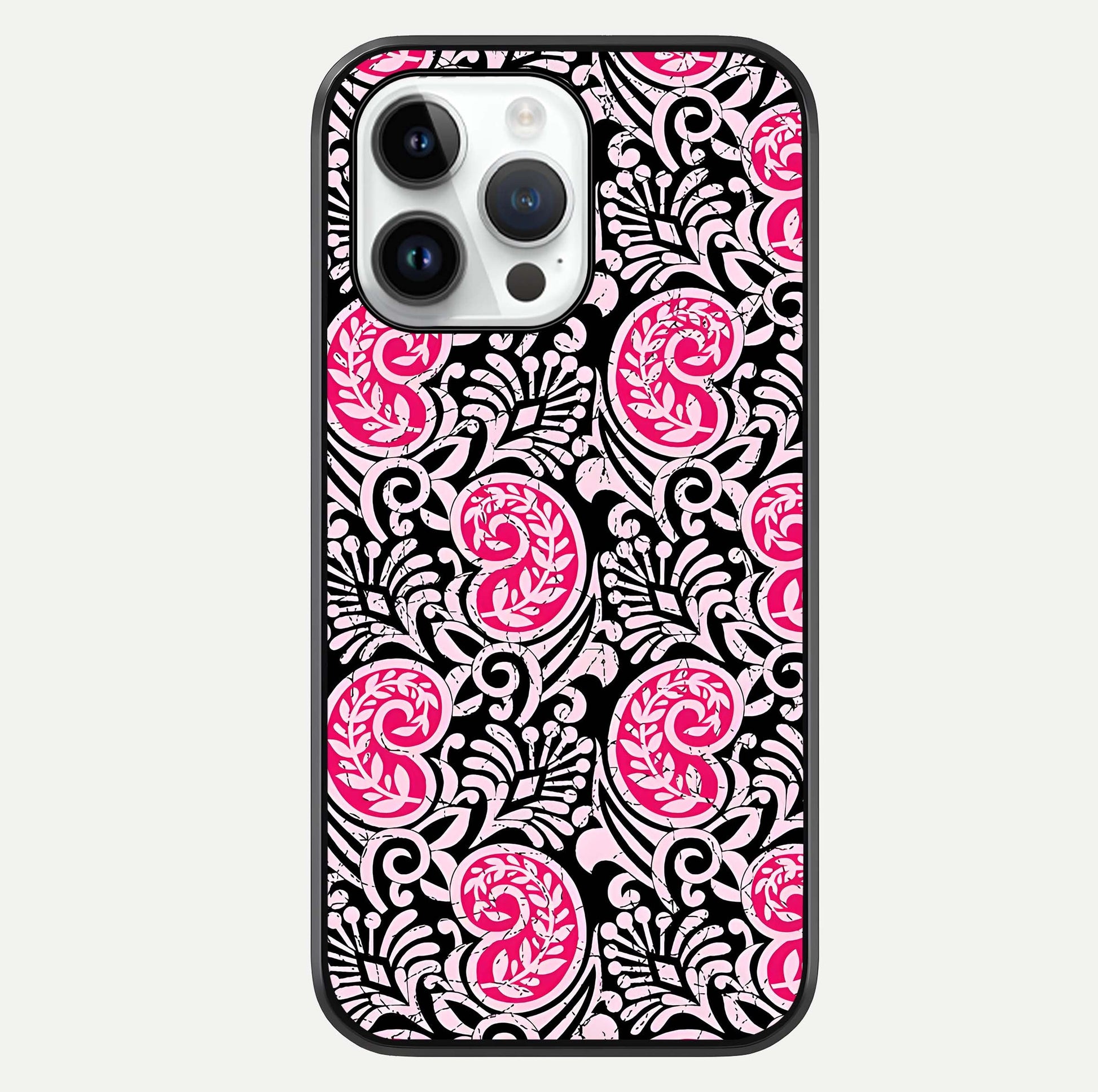 Crimson Paisley Charm Glass Case For iPhone 14 Pro by Custom World