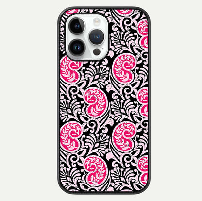 Crimson Paisley Charm Glass Case For iPhone 14 Pro by Custom World