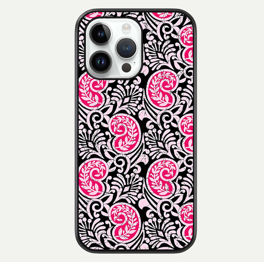 Crimson Paisley Charm Glass Case For iPhone 14 Pro by Custom World
