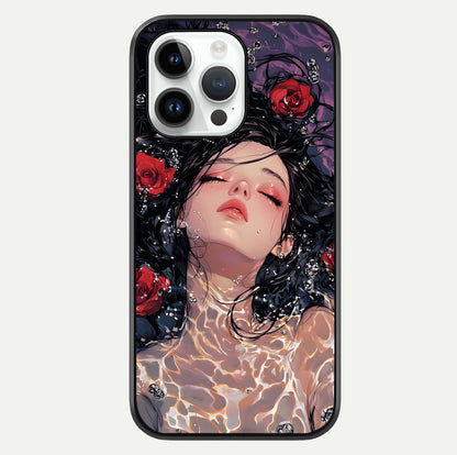 Crimson Rose Serenity Glass Case For iPhone 14 Pro by Custom World