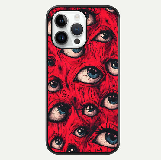 Crimson Watch Eyes Glass Case For iPhone 14 Pro by Custom World