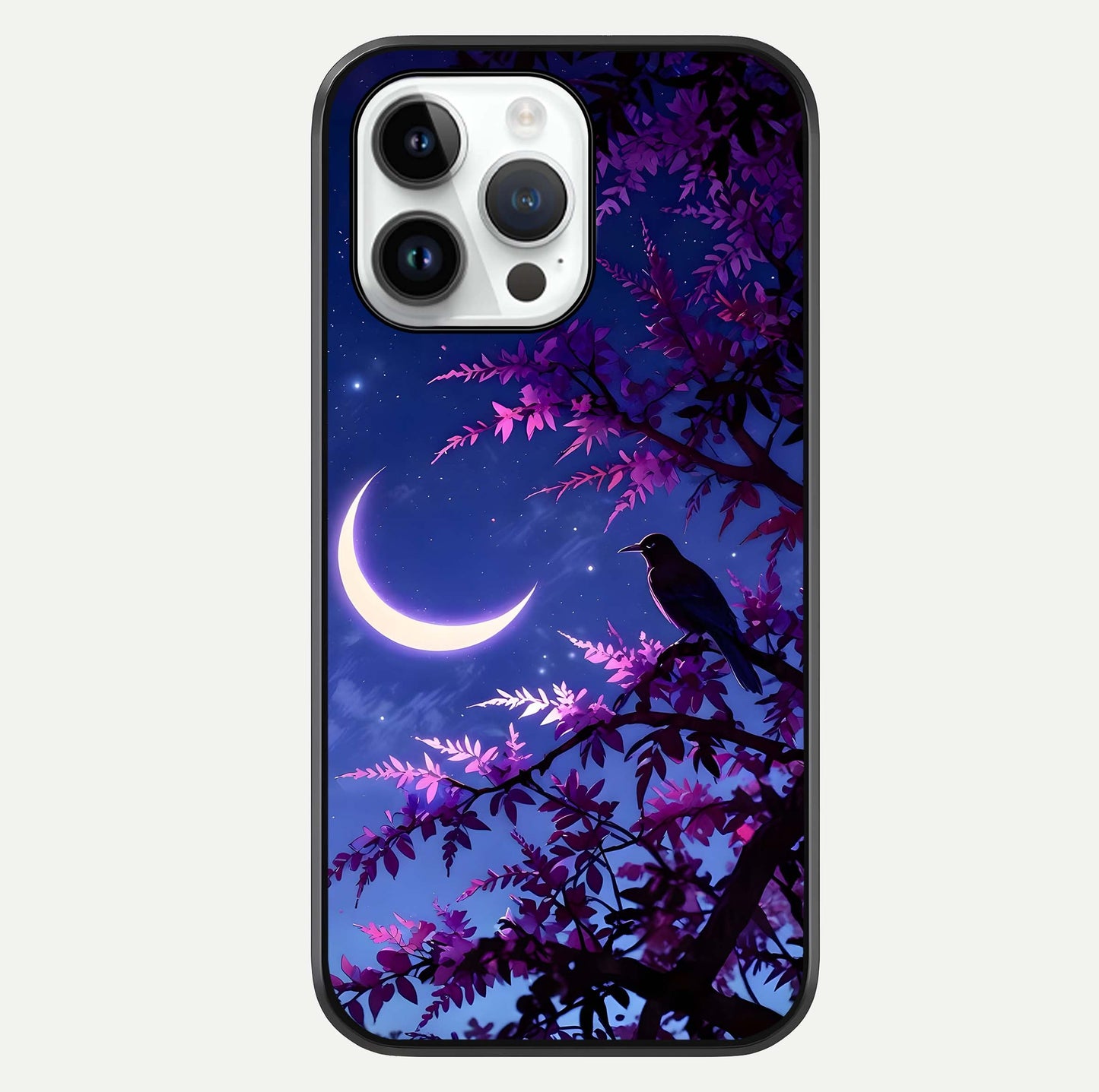 Crow & Moon Scenery Glass Case For iPhone 14 Pro by Custom World