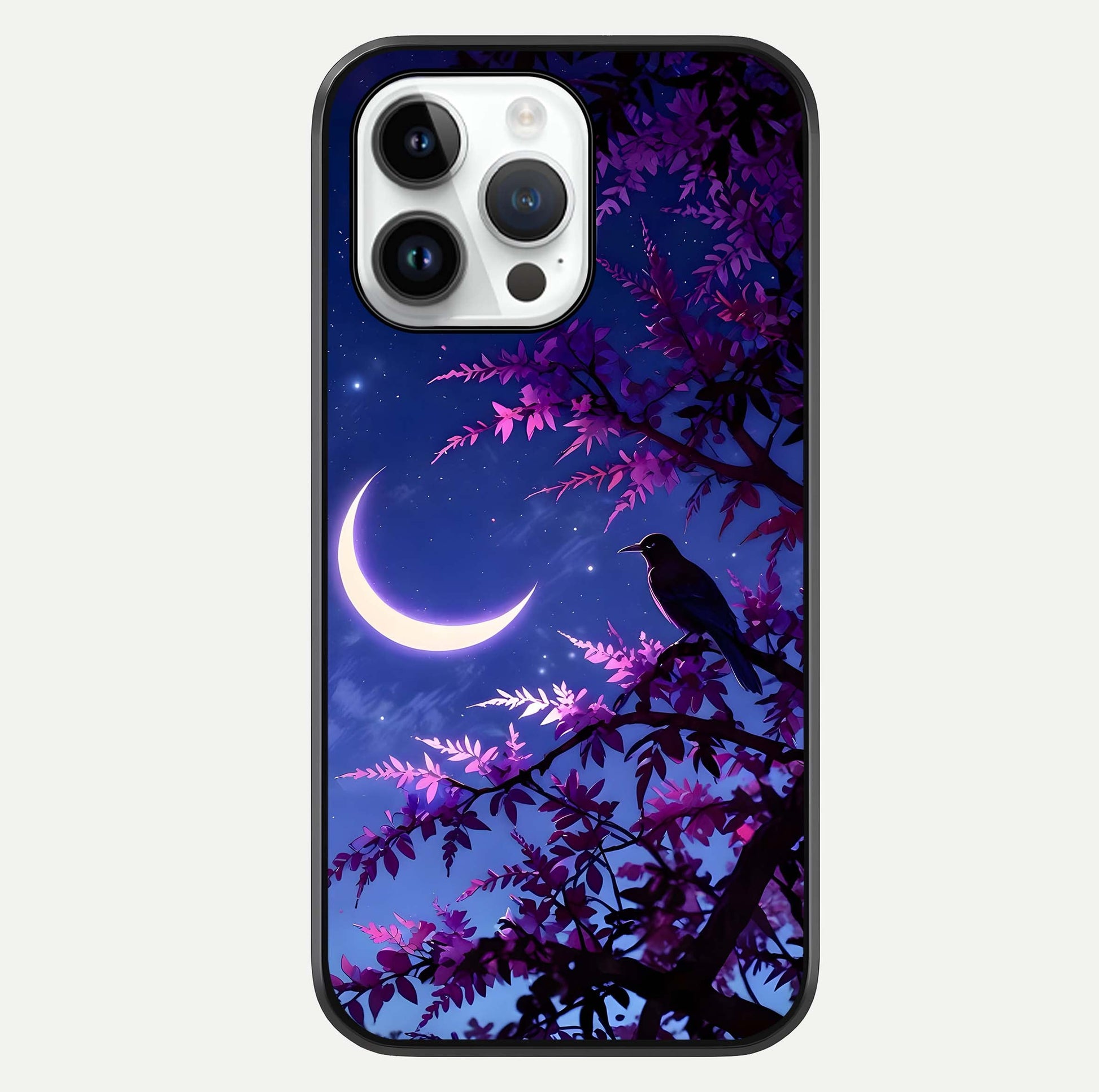 Crow & Moon Scenery Glass Case For iPhone 14 Pro by Custom World