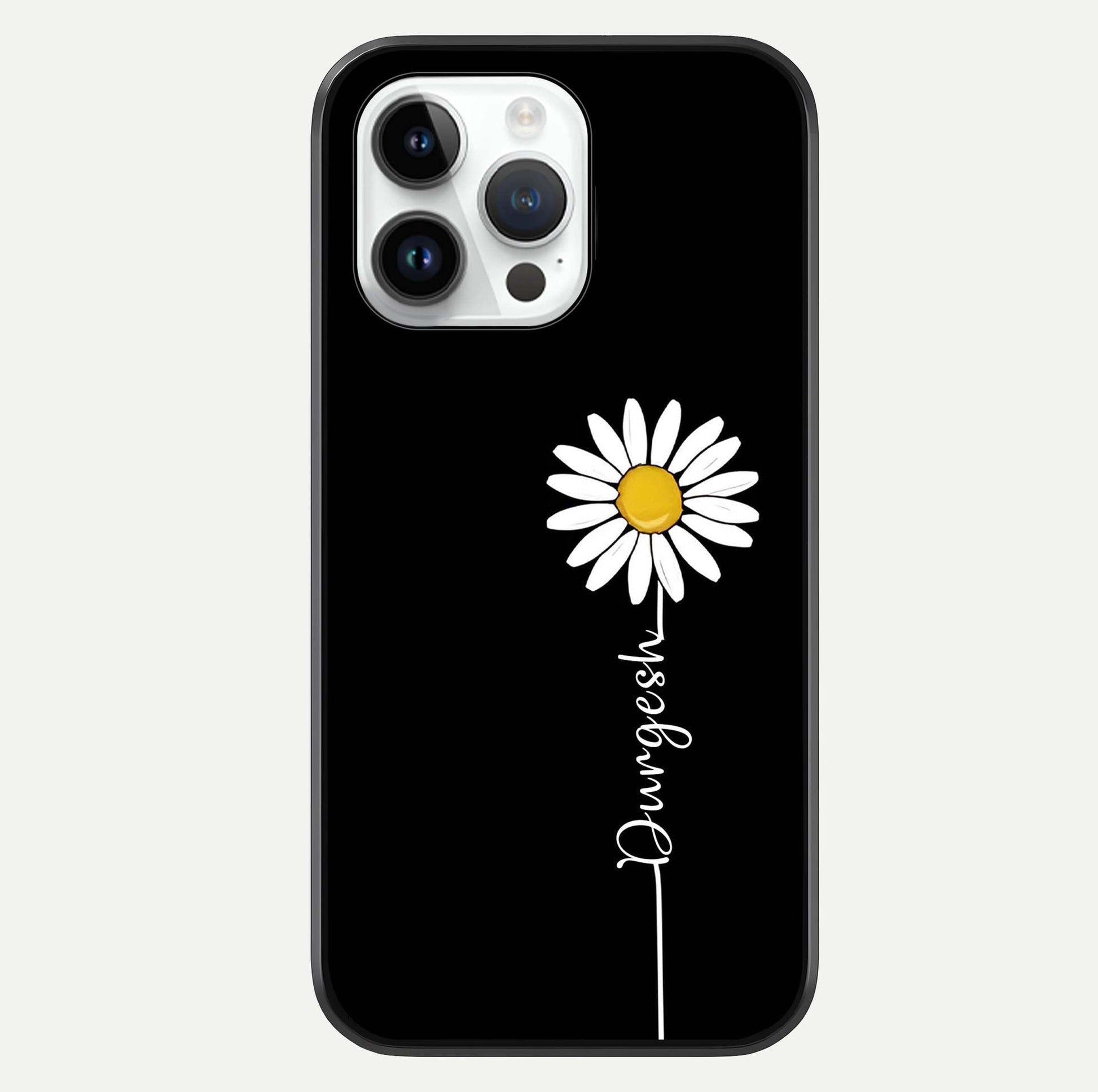 Custom Name White Flower Glass Case For iPhone 14 Pro by Custom World