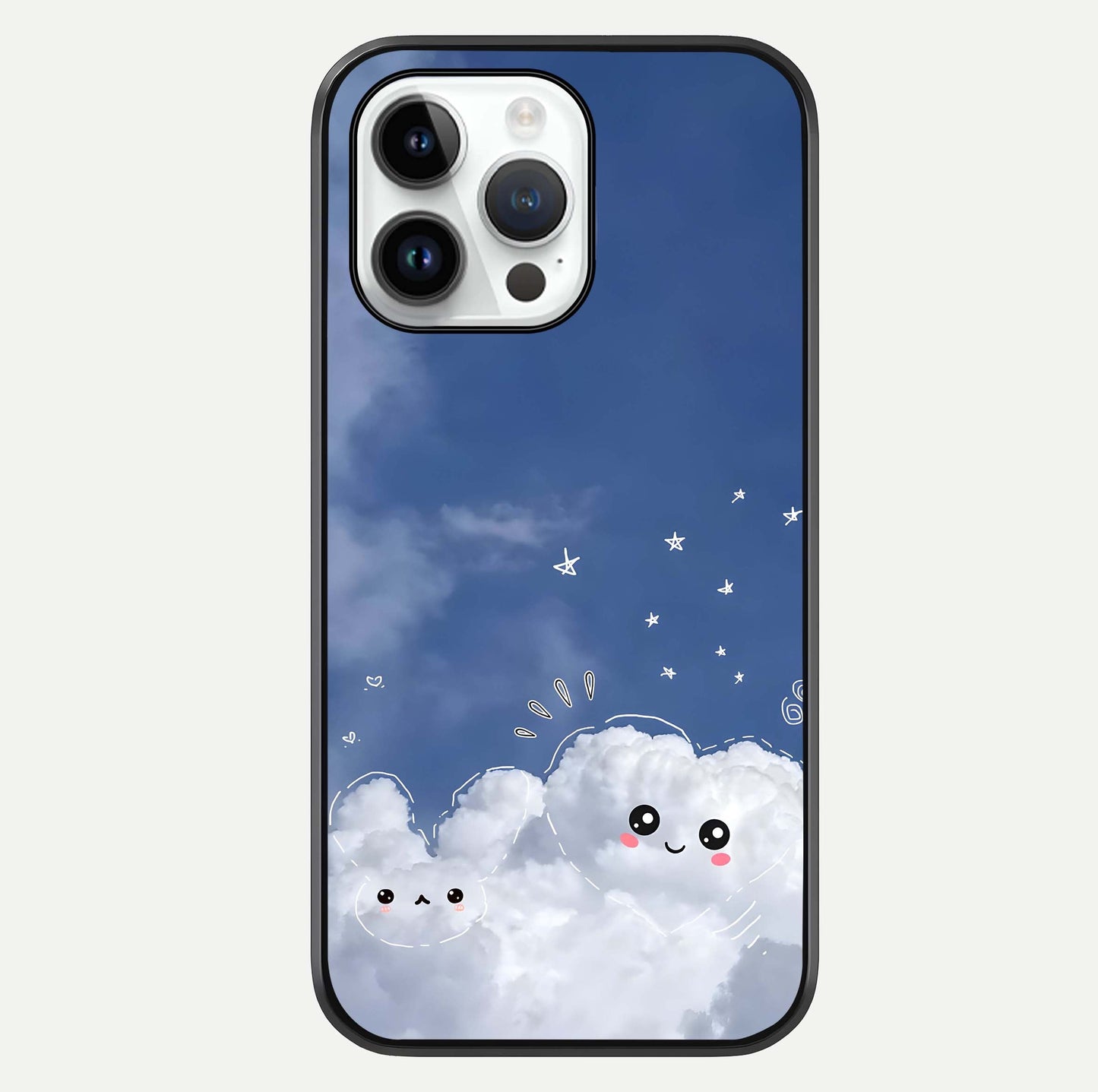 Cute Blossom Cloud Glass Case For iPhone 14 Pro by Custom World