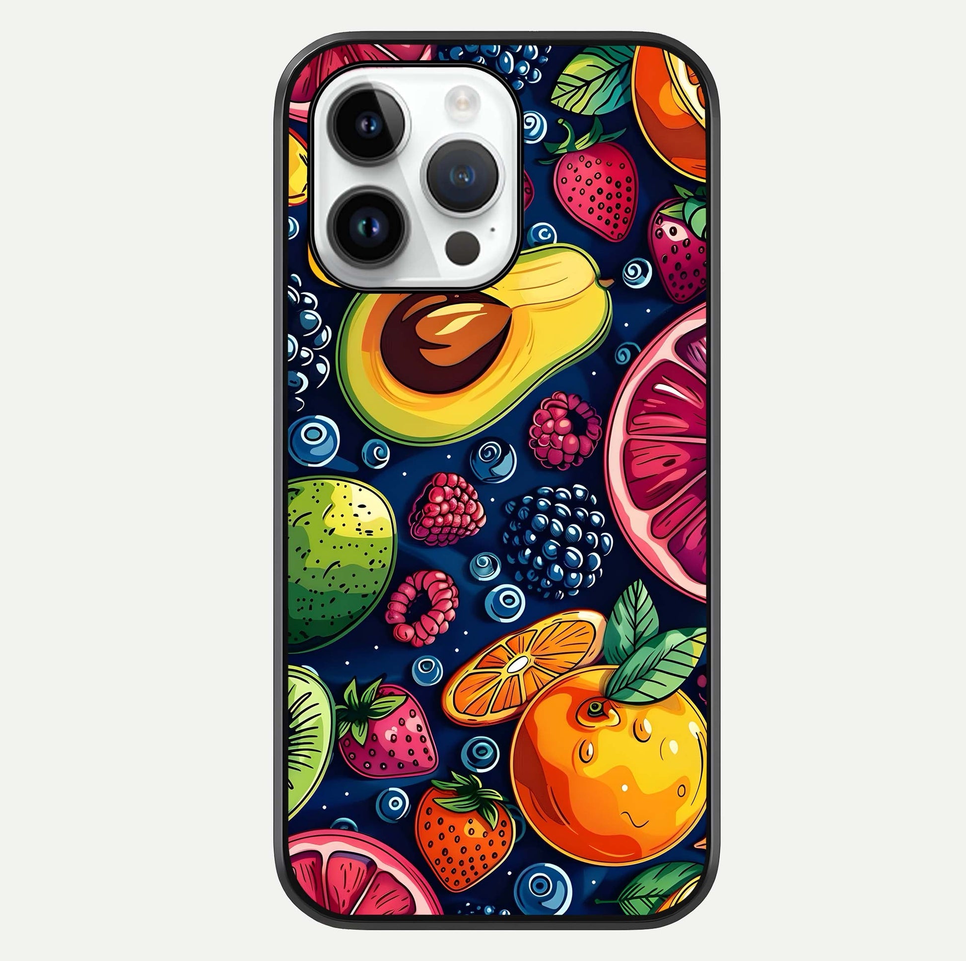 Cute Fruits Art Glass Case For iPhone 14 Pro by Custom World
