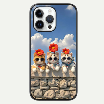Floral Kitty Squad Glass Case For iPhone 14 Pro by Custom World